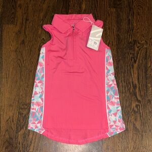Garb Pink Sleeveless Golf Top with Geometric Sides